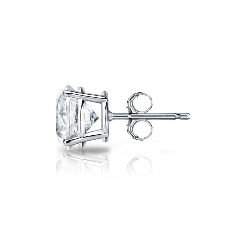 Natural Diamond Single Stud Earring Hearts & Arrows 1.00 ct. tw. (GH, SI1SI2) 14k White Gold 4