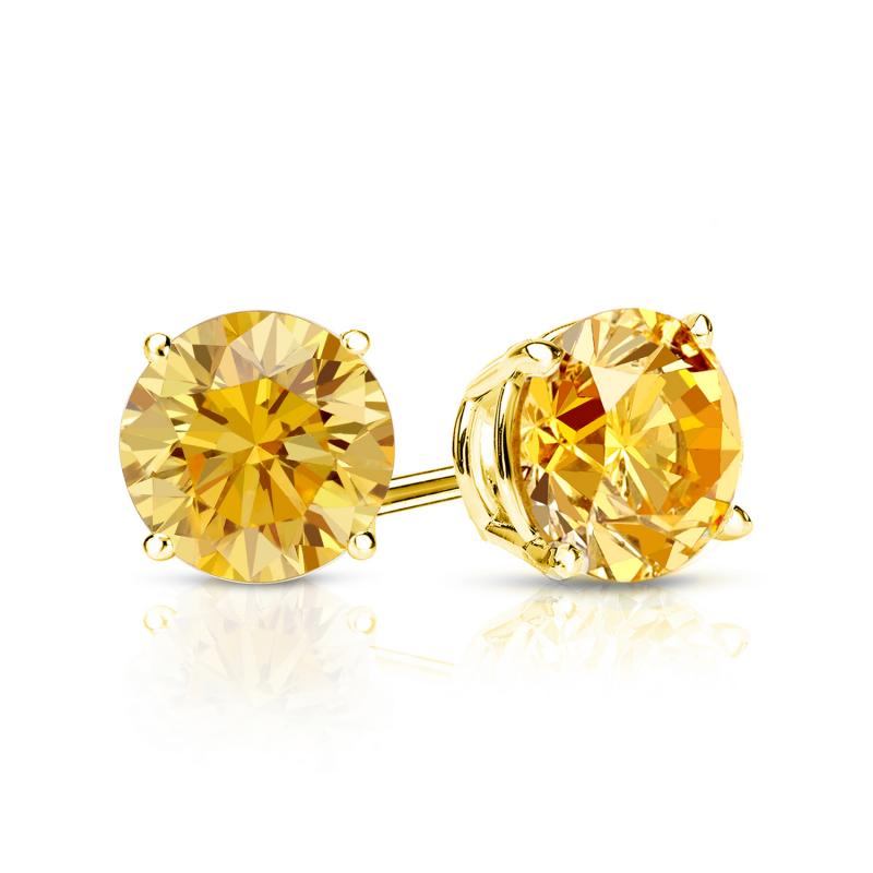 Boucle D'oreille Homme Or Jaune 14 Carats - Diamant Jaune Canari 0.55ct SI1-SI2 - Modèle Stud (piercing)