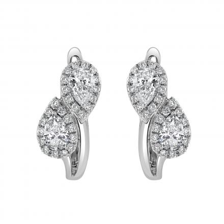 Natural Diamond Double Pear Bypass Earrings 1.30 ct. tw. 14K White Gold