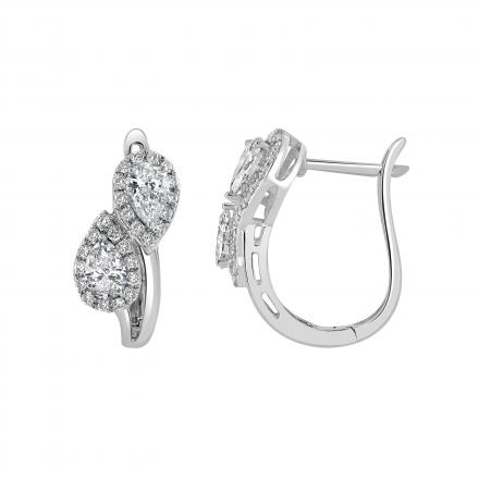 Natural Diamond Double Pear Bypass Earrings 1.30 ct. tw. 14K White Gold