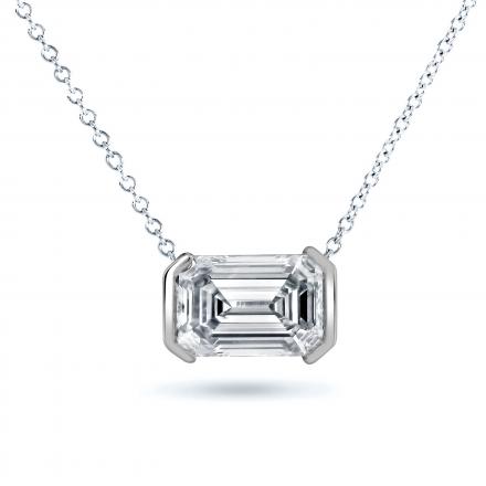 Certified Lab Grown Diamond Solitaire Pendant Emerald 1.50 ct. tw. (H-I, VS) in 14k White Gold Half Bezel
