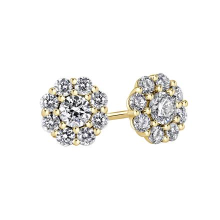 Lab Grown Diamond Cluster Earrings (1.00 ct. tw.) in 14K Yellow Gold
