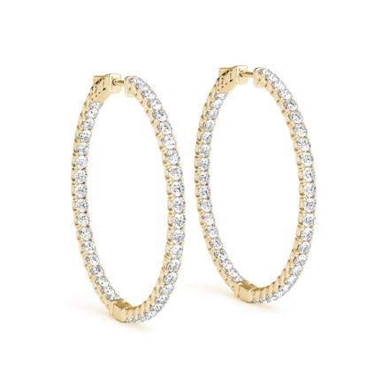 Lab Grown Diamond 4 Prong Inside Out Hoop Earrings in 14K Yellow Gold 4.15 ct. tw. (E-F, VS), 2.25 Inch