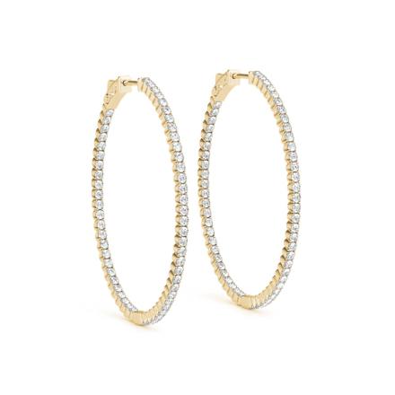 Lab Grown Diamond Inside Out Oval Shaped Hoop Earrings in 14K Yellow Gold 3.20 ct. tw. (E-F, VS), 1.1 Inch