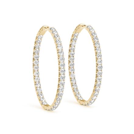Lab Grown Diamond Inside Out Oval Shaped Hoop Earrings in 14K Yellow Gold 4.20 ct. tw. (E-F, VS), 1.75 Inch