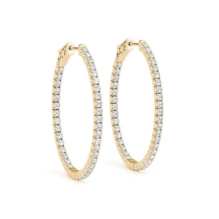 Lab Grown Diamond Inside Out Oval Shaped Hoop Earrings in 14K Yellow Gold 1.40 ct. tw. (E-F, VS), 1.2 Inch