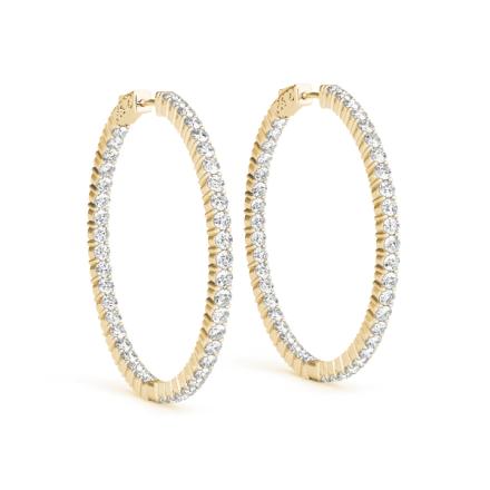 Lab Grown Diamond Shared Prong Inside Out Hoop Earrings in 14K Yellow Gold 1.80 ct. tw. (E-F, VS), 0.8 Inch