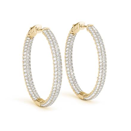 Lab Grown Diamond Inside Out Round Pave Hoop Earrings in 14K Yellow Gold 6.90 ct. tw. (E-F, VS), 2 Inch