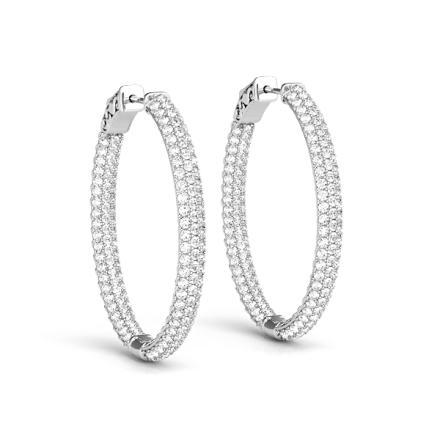 Lab Grown Diamond Inside Out Oval Shaped Pave Hoop Earrings in 14K White Gold 3.12 ct. tw. (E-F, VS), 1.2 Inch