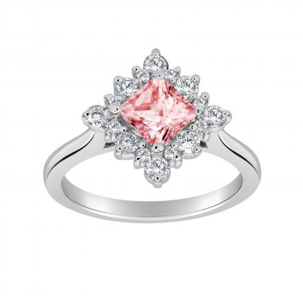 Lab Grown Diamond Ring Pink Princess 1.50 ct. in 14K White Gold