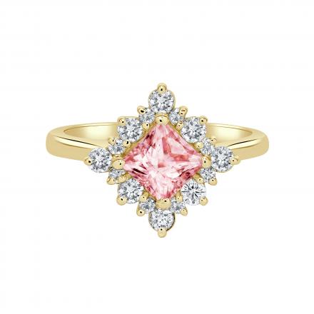 Lab Grown Diamond Ring Pink Princess 1.50 ct. in 14K Yellow Gold