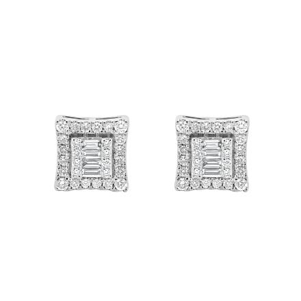 Square Shaped Lab Diamond Cluster Stud Earrings (0.40 ct. tw.)