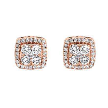 Cushion Shaped Lab Diamond Cluster Stud Earrings (0.93 ct. tw.)