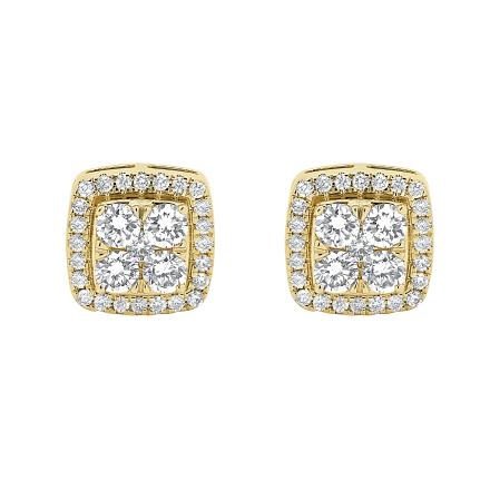 Cushion Shaped Lab Diamond Cluster Stud Earrings (0.93 ct. tw.)