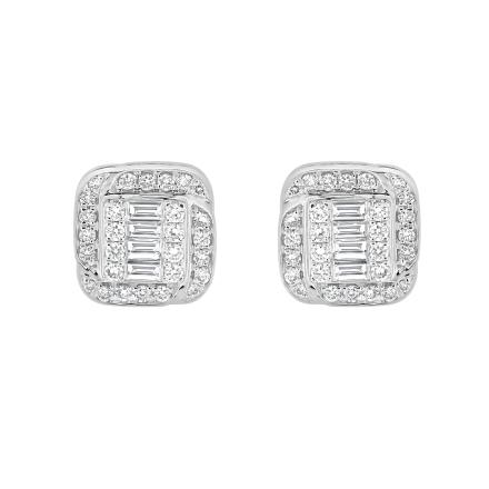 Square Shaped Lab Diamond Cluster Stud Earrings (0.69 ct. tw.)