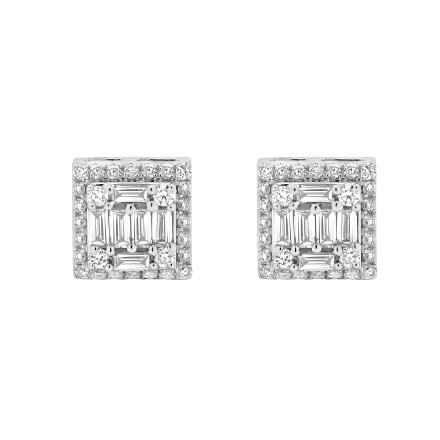 Square Lab Diamond Cluster Halo Stud Earrings (0.97 ct. tw.)