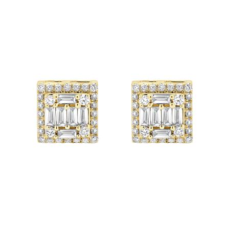 Square Lab Diamond Cluster Halo Stud Earrings (0.97 ct. tw.)