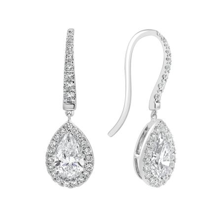 Lab Grown Diamond Pear Halo Drop Earrings (2.75 ct. tw.) in 14K White Gold