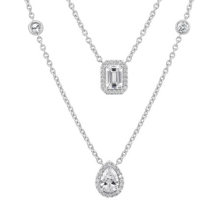 Lab Grown Layered Diamond By The Yard Necklace (2.50 ct. tw.) in 14K White Gold