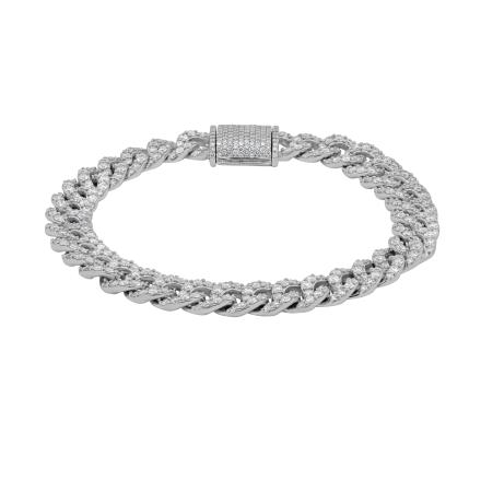 Lab Grown Diamond Cuban Bracelet 9.00 mm Width(8.40 ct. tw.) 8 inches in Sterling Silver