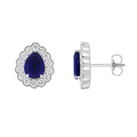 「Blue-B」ELLEGARDEN 2.63 ct. t.g.w. Square Created Blue Sapphire Stud Earrings