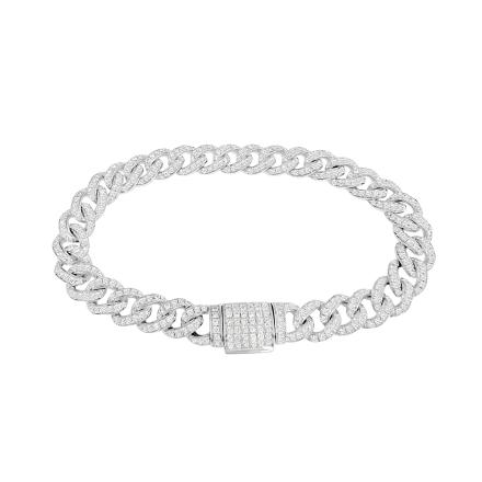 Lab Grown Diamond Cuban Bracelet 9.00 mm Width(5.00 ct. tw.) 8 inches in Silver with 18k Gold Plating