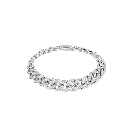 Lab Grown Diamond Cuban Bracelet 11.20 mm Width(9.00 ct. tw.) 8 inches in Sterling Silver