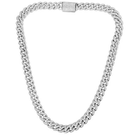 Lab Grown Diamond Cuban Neckalce 11.20 mm Width(25.00 ct. tw.) 22 inches in Sterling Silver