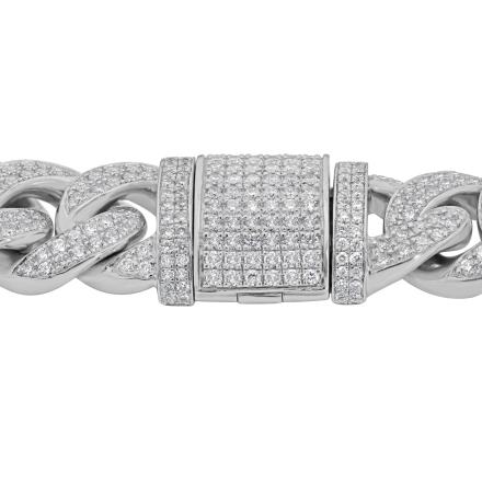 Lab Grown Diamond Cuban Bracelet 15.40 mm Width(10.00 ct. tw.) 8 inches in Sterling Silver