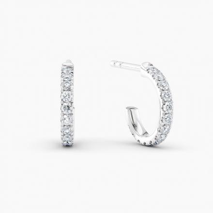 Pave Petite Open J Hoop Lab Grown Diamond Earrings 0.50 ct. tw. (E-F,VS) 14K White Gold