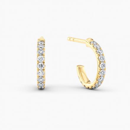 Pave Petite Open J Hoop Lab Grown Diamond Earrings 0.50 ct. tw. (E-F,VS) 14K Yellow Gold
