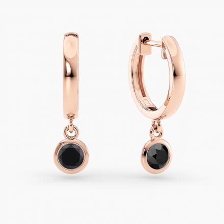LADIES HOOPS EARRING 1.00CT DARK BROWN/BLUE DIAMOND 14K ROSE GOLD LADIES HOOPS EARRING 1.00CT DARK BROWN/BLUE DIAMOND 14K ROSE GOLD