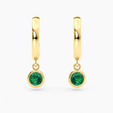 Petite Dangle Solitaire Green Emerald Hoop Earrings 1.00cttw.