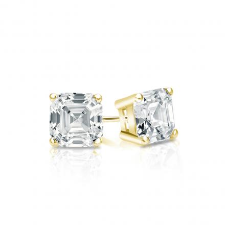 Natural Diamond Stud Earrings Asscher 0.50 ct. tw. (I-J, I1-I2) 14k Yellow Gold 4-Prong Basket