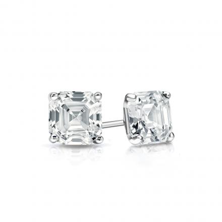 Natural Diamond Stud Earrings Asscher 0.50 ct. tw. (H-I, SI1-SI2) 14k White Gold 4-Prong Martini