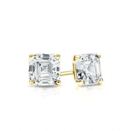 Natural Diamond Stud Earrings Asscher 0.50 ct. tw. (G-H, VS1-VS2) 14k Yellow Gold 4-Prong Martini