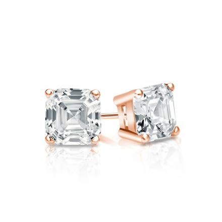Natural Diamond Stud Earrings Asscher 0.62 ct. tw. (H-I, SI1-SI2) 14k Rose Gold 4-Prong Basket