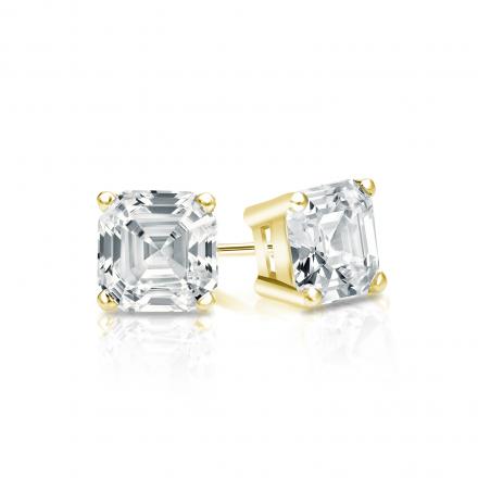 Natural Diamond Stud Earrings Asscher 0.62 ct. tw. (G-H, SI1) 14k Yellow Gold 4-Prong Basket