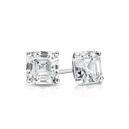 Natural Diamond Stud Earrings Asscher 0.62 ct. tw. (H-I, SI1-SI2) 18k White Gold 4-Prong Martini