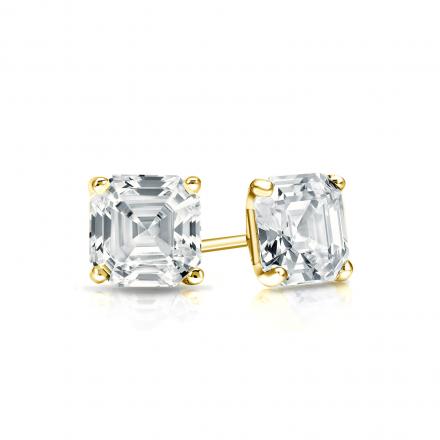 Natural Diamond Stud Earrings Asscher 0.62 ct. tw. (G-H, VS2) 18k Yellow Gold 4-Prong Martini