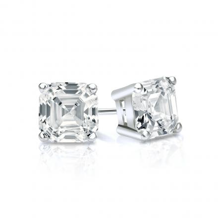 Natural Diamond Stud Earrings Asscher 0.75 ct. tw. (I-J, I1-I2) 14k White Gold 4-Prong Basket