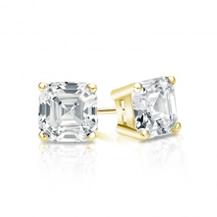 Natural Diamond Stud Earrings Asscher 0.75 ct. tw. (I-J, I1-I2) 18k Yellow Gold 4-Prong Basket