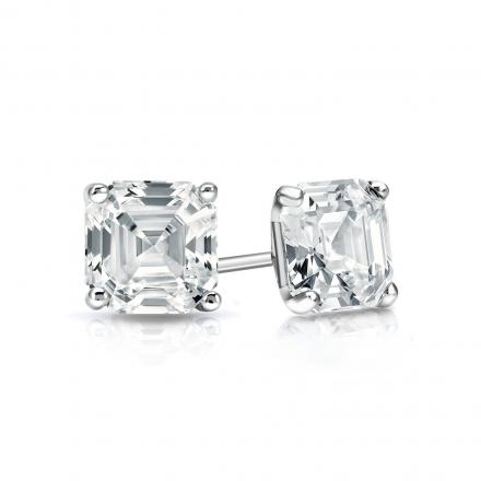 Natural Diamond Stud Earrings Asscher 0.75 ct. tw. (I-J, I1-I2) 14k White Gold 4-Prong Martini