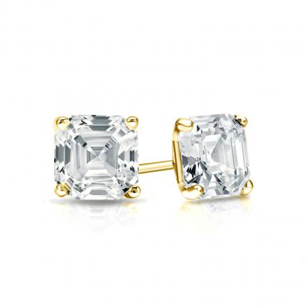 Natural Diamond Stud Earrings Asscher 0.75 ct. tw. (H-I, SI1-SI2) 18k Yellow Gold 4-Prong Martini