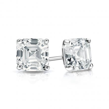 Natural Diamond Stud Earrings Asscher 1.00 ct. tw. (H-I, SI1-SI2) 14k White Gold 4-Prong Martini