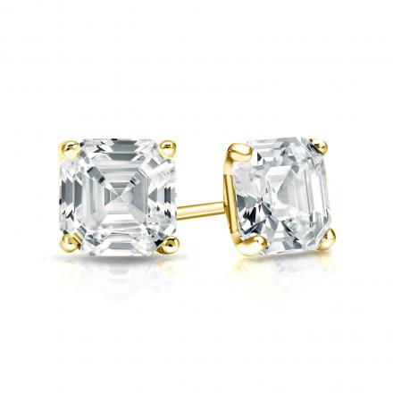 Natural Diamond Stud Earrings Asscher 1.00 ct. tw. (I-J, I1) 14k Yellow Gold 4-Prong Martini