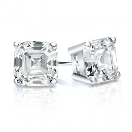 Natural Diamond Stud Earrings Asscher 1.50 ct. tw. (I-J, I1-I2) 14k White Gold 4-Prong Basket