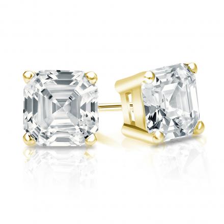 Natural Diamond Stud Earrings Asscher 1.50 ct. tw. (H-I, SI1-SI2) 14k Yellow Gold 4-Prong Basket