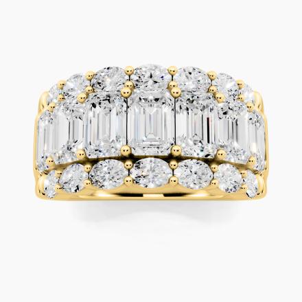 Three Row Oval and Emerald Natural Diamond Fashion Ring (5.18 ct. tw.)