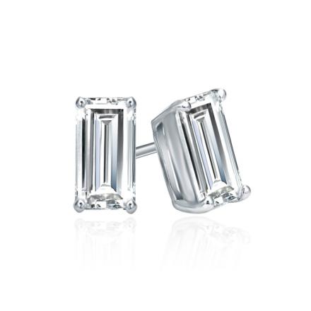 Lab Grown Diamond Studs Earrings Baguette 0.50 ct. tw. (I-J, VS1-VS2) in 18k White Gold 4-Prong Basket